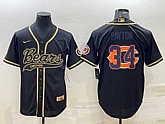 Men's Chicago Bears #34 Walter Payton Black Gold Team Big Logo With Patch Cool Base Stitched Baseball Jersey,baseball caps,new era cap wholesale,wholesale hats
